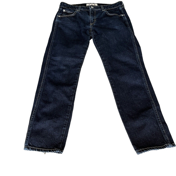 NWOT AMO Womens Jeans SZ 28 BOW Crop Zipper Ankle Dark Wash Straight Summer - Picture 1 of 15